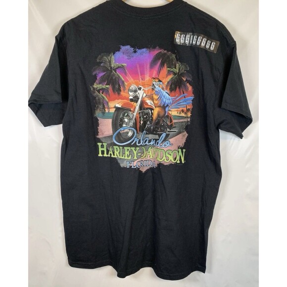 Harley Davidson Black Orlando Florida Short Sleeve T Shirt Women Size Large New - Picture 1 of 10